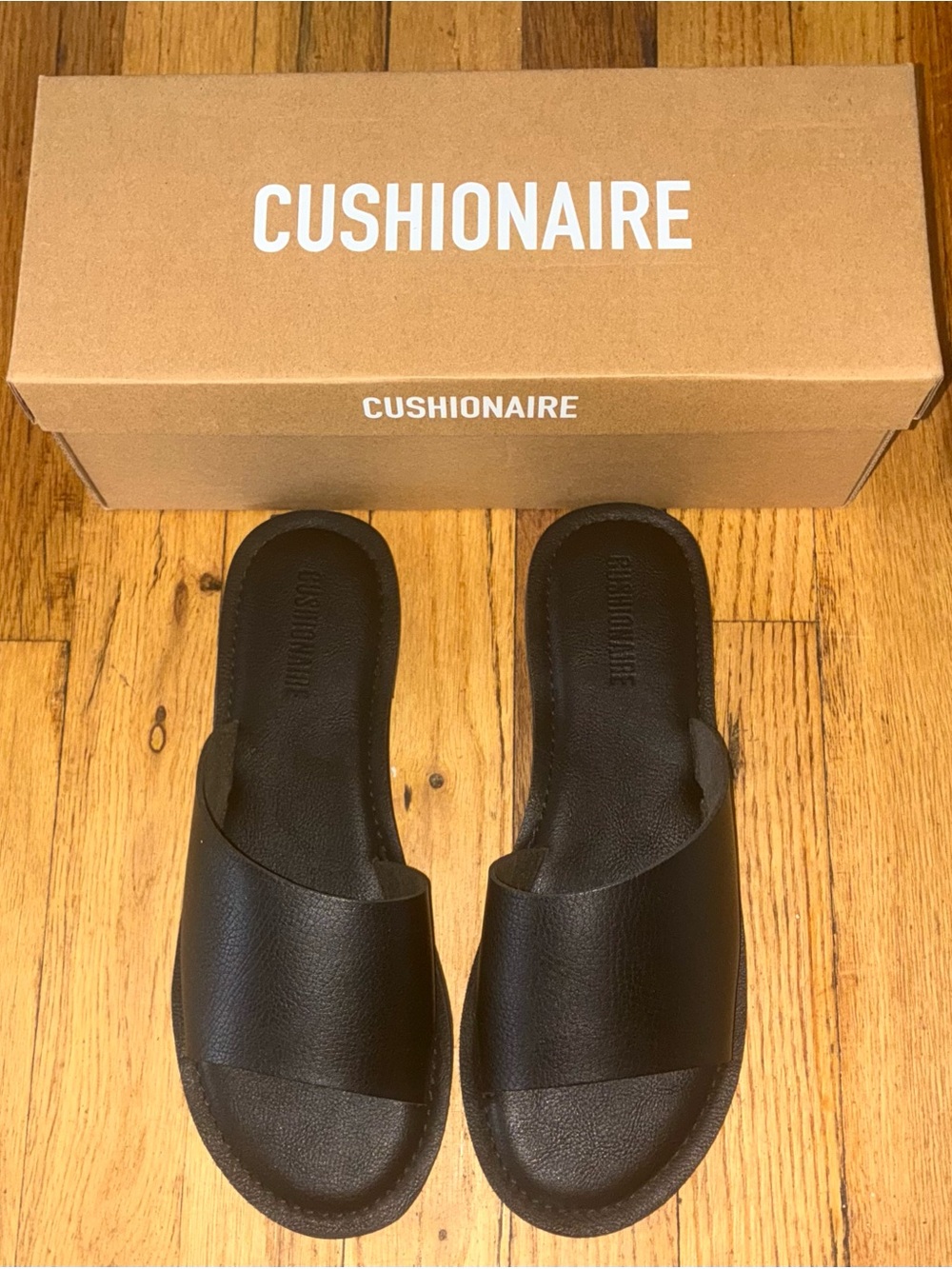 Cushionaire Carly Black Open Toe Slide Sandals Size 9